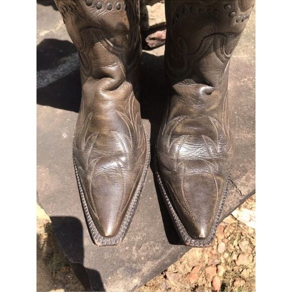 Corral Boots Brown Leather Concho Studs Western Cowboy Boots Women’s Caborca - Picture 8 of 13